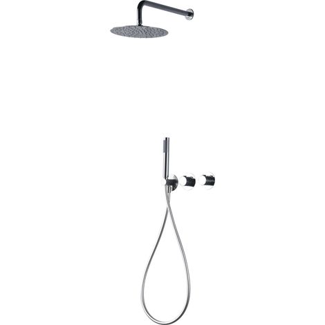 IMEX Kit de ducha empotrado termostático de 2 vías acero y latón acabado cromo rociador Ø25 Turn Clean System serie Assen Imex-GTA052 (1/4)