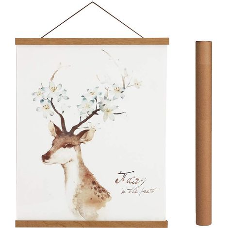 Barre magnétique en bois pour affiches A1, porte-affiches magnétique, porte-affiches en bois, cadre pour photos, bandes, cadre de 61 x 90, 61 x 91,5, 61 x 40 (61 cm, Bois de teck) (1/5)