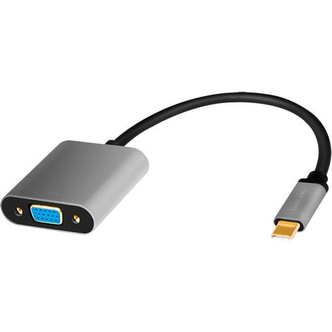 LogiLink CUA0104 adaptador de cable de vídeo 0,15 m USB Tipo C VGA (D-Sub) Negro, Gris (1/5)
