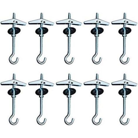 9cm Heavy Duty Crochets De Plafond Swag Suspendus Crochets À Bascule Boulon Ailes Crochet,pour L'installation Au Plafond Suspendu Plantes Fixation Murale Crochets D'orchidées(10) (1/4)