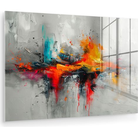 CUADRO DE METACRILATO Arte moderno - Naranja - Gris - Abstracto Cuadros Decorativos 120x80 (1/5)