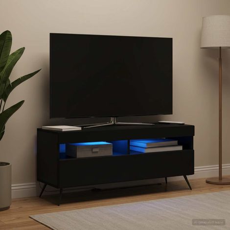 vidaXL Meuble TV LED Noir Bois d'ingénierie (1/5)