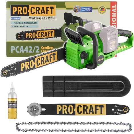 Procraft PCA42/2 Akku Kettensäge 40 V ( 2x 20 V ) 406 mm Brushless Solo - ohne Akku, ohne Ladegerät