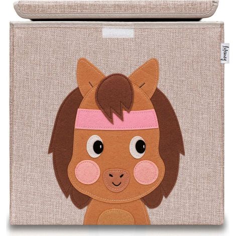 Boîte de rangement en tissu pour enfant "cheval" avec couvercle, compatible Ikea Kallax Lifeney (1/5)