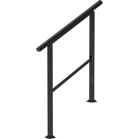 Rambarde d'escalier pour 2 à 3 marches, 94 cm, main courante orientable, usage intérieur et extérieur, métal, noir