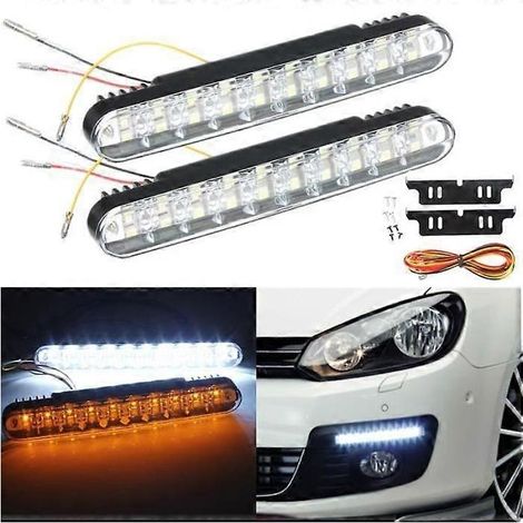 Feux de jour à LED 2x30 pour voiture, clignotants blancs et jaunes, feux de route avec clignotant jaune, feux de jour pour voiture (1/3)