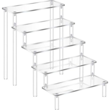5 pièces présentoir acrylique transparent, support figurines 5 niveaux, étagère d'expoition modulable pour collectionneurs et salle de bain (1/5)