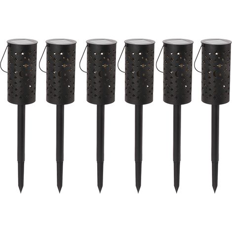 Set mit 6 Solar-LED-Gartenleuchten, wasserdicht, stern- und mondförmig, mit Bodensockel, für Rasen, Terrasse und Gehweg (1/5)