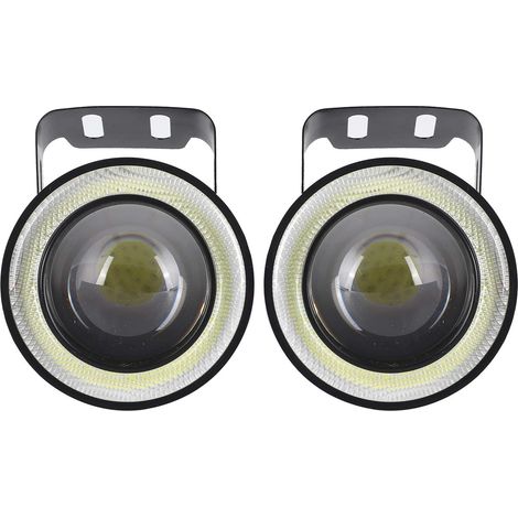 Remplacement universel d'éclairage lumineux blanc 3in LED voiture ange yeux rond antibrouillard haute luminosité DC 12V IP65 étanche (1/5)