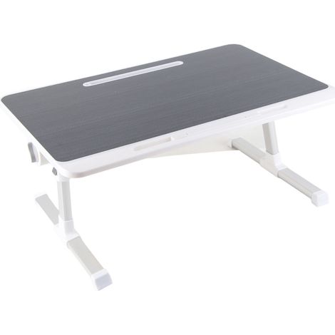 Table d'appoint pour ordinateur portable au lit, avec pieds pliables et plateau pivotant, en alliage d'aluminium, pour écrire, travailler, lire et manger (noir). (1/5)