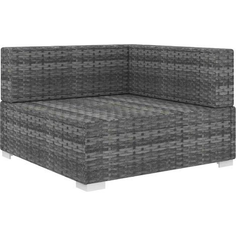 Maison Exclusive - Sofa-Eckteil mit Kissen Poly Rattan Grau (1/5)
