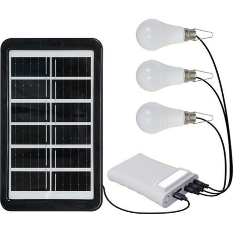 Ampoule LED solaire de camping, ampoule LED à énergie solaire, avec câble de 2,8 m, lanterne étanche IPX6, chargement multi-appareils, pour extérieur (blanc) (1/4)