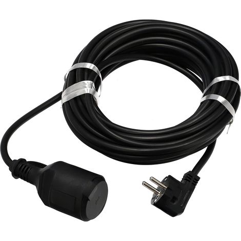Rallonge de jardin noire 10 m – 3x1,5 mm² – IP44 – Prise Schuko Type F – 2000W – Caoutchouc – Température -20°C à 50°C – Horoz Electric