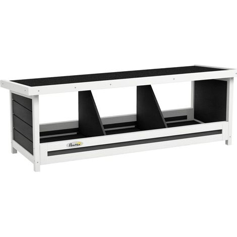 Pondoir nichoir pour poules 3 emplacements avec toit asphalte structure en bois 95 x 37 x 34 cm gris noir (1/5)