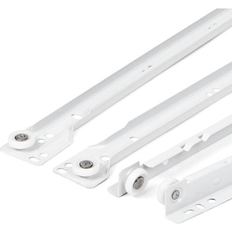 Coulisse Tiroir 400 mm - Lot de 2 (1 paire) Rails pour Tiroir Coulissants, en blanc, Système de Glissière à Sortie Partielle - Kit de Tiroir Coulissants à montage facile (1/4)