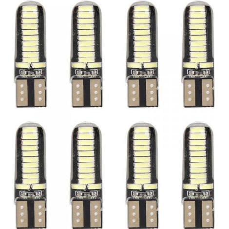 8 Pezzi Lampada Led T10 W5W 24 SMD 4014 12V 1.2W 40lm Bianco Freddo 6500K 34mm