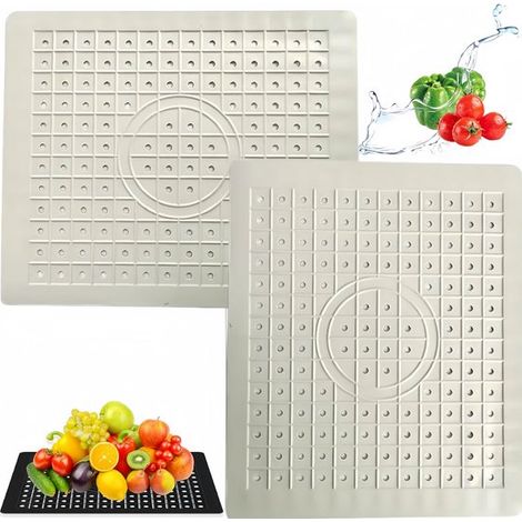 Spülbeckenmatten aus Gummi (2er-Pack) mit Abflusslöchern, atmungsaktive Schutzmatten für Küche/Bad (1/5)