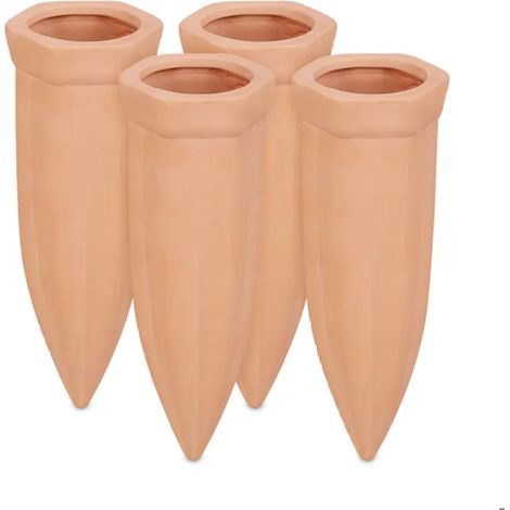 Juego de 4 conos de riego de arcilla para botellas de PET de 1,5 L, 15 x 5,5 x 5 cm, jardinería. (1/5)