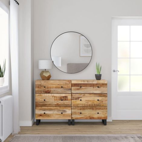 Credenze 2 pz 60x33x75 cm in Legno di Mango Grezzo vidaXL (1/5)