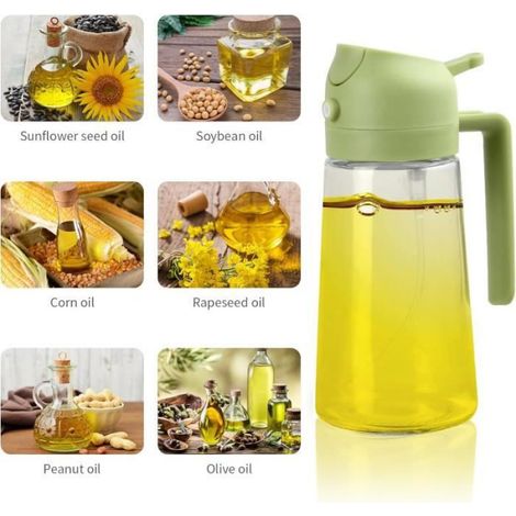 Vaporisateur d'huile et de vinaigre,2 in 1 Spray Huile Spray Huile Cuisine,Glass Olive Oil Dispenser Pulvérisateur,Spray Bouteille (1/4)