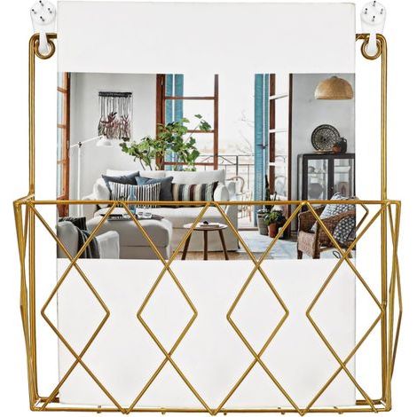 Porte-Magazines Mural Métal Doré Rangement Polyvalent pour Journaux Et Documents Support Décoratif pour Bureau Et Maison (1/5)