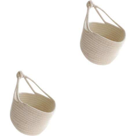 Juego de 2 perchas de tela blanca para cestas colgantes. (1/5)