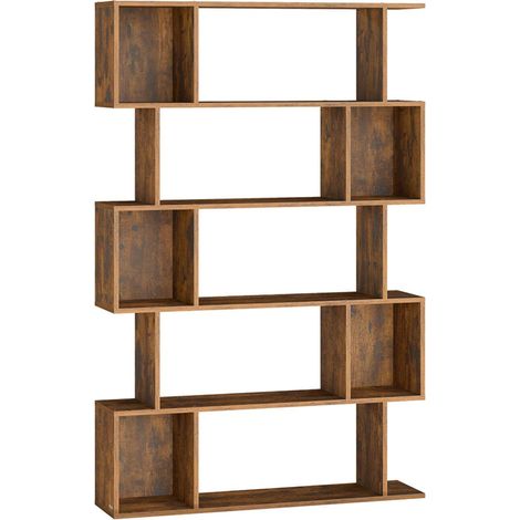 Libreria 5 ripiani 24 x 90 x 159 cm mobile contenitore con vani a giorno per soggiorno camera da letto ufficio marrone rustico 120004271