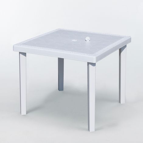 Tavolo bar giardino poly rattan quadrato 90x90 Grand Soleil Gruvyer - Bianco