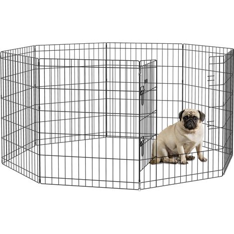 Parc à jeux pour animaux de compagnie en fil de fer, 8 pièces, 76 x 61 cm, noir