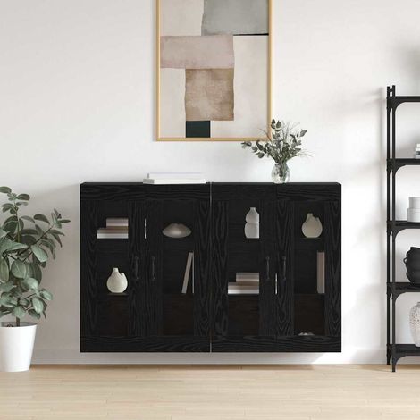 vidaXL 2 pcs Black Oak 69.5 x 34 x 90 cm Engineered Wood (1/5)