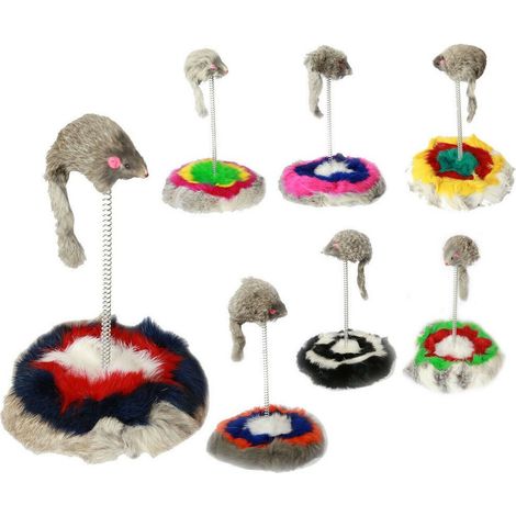 TRADE SHOP - Gioco Con Pupazzo Topo Palestra Per Gatto Topolino Peluche Gatti Base Con Molle - (1/4)