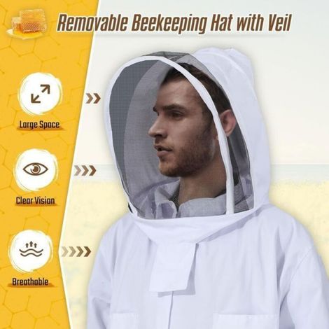 Combinaison Apiculture - Coton Épais - Capuche Amovible - Manches Élastiques - Pour Travail Avec Abeilles - 1 Pièce (1/4)