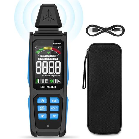 5-in-1-EMF-Detektor, EF/MF/Radiofrequenztest, elektrisches/magnetisches/Hochfrequenzfeld, tragbarer elektromagnetischer Strahlungsdetektor mit digitalem LCD für den Außenbereich, Zuhause, Büro