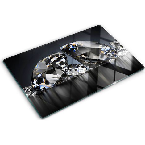 Planche de cuisine, couvre plaque, verre planche découper, verre trempé – 80 x 52 cm - Diamants (1/5)