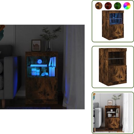 Aparador decorativo - vidaXL Aparador con luces LED roble ahumado 41x37x67 cm - Aparador con almacenamiento