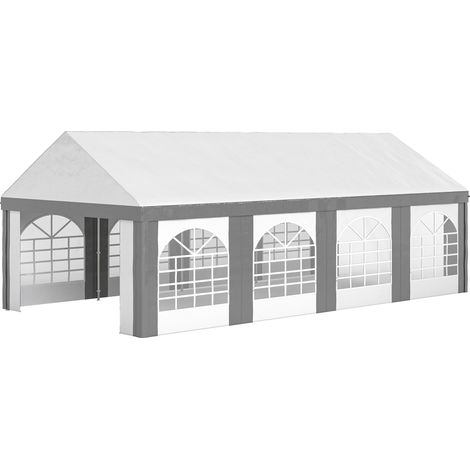 8 x 4m Galvanised Party Tent, Marquee Gazebo with Sides, Eight Windows Double Doors, for Parties, Wedding Events (1/5)