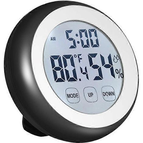 Thermomètre d'intérieur multifonction haute précision avec grand écran LED tactile (pile non incluse, noir)-9.00X9.00X2.50CM-Black