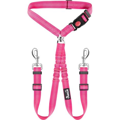Ceinture de sécurité Double pour Chien, Ceinture de sécurité d’appuie-tête de Voiture Double pour Animaux de Compagnie Aucune Exigence de Laisse de Chien emmêlée (1/5)