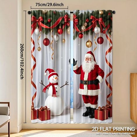 Rideaux de Noël très populaires, décorations Père Noël, tissu pour rideaux festifs - Style 4 - 100x160cm (2 pièces envoyées)