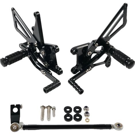 Motorrad-Rücksets, verstellbare Positionen, langlebige Aluminiumkonstruktion, schwarz (1/2)