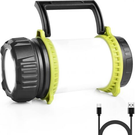 Lampe de camping rechargeable, torche LED lumineuse de 500 lumens, lampe de camping à 5 modes avec batterie externe de 2600 mah