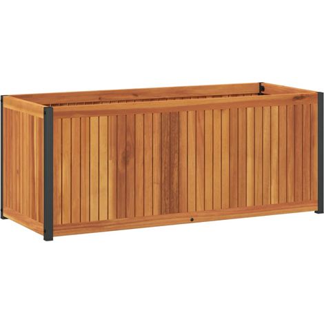Fioriera rialzata per aiuola da giardino terrazza 110 x 45 x 44 cm legno massello di acacia e acciaio marrone 020037359