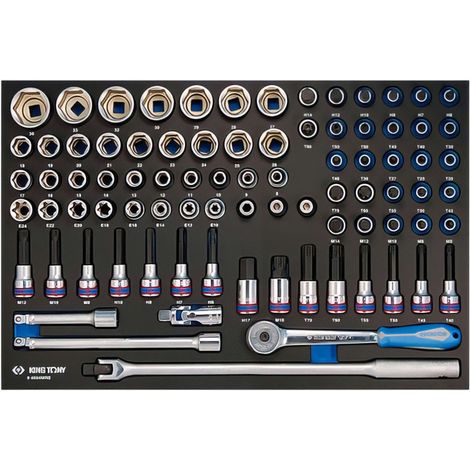 KING TONY - Module mousse + PP  84 pièces douilles 1/2" et accessoires (1/5)