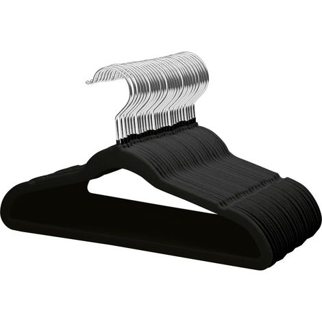 35 cm Cintres Ultra Fins en Velours pour Enfants Lot de 32 Noir (1/5)
