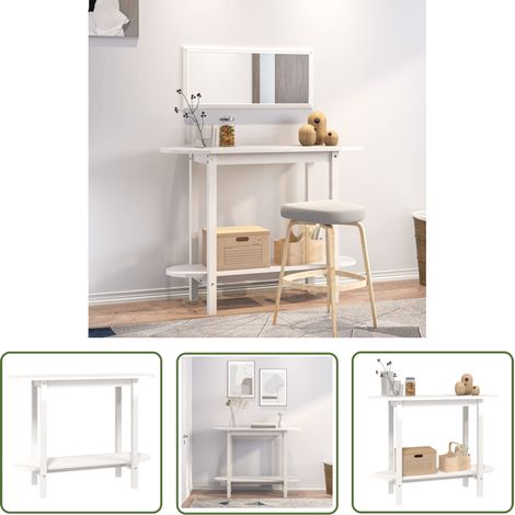 The Living Store Table console Blanc 110x40x80 cm Bois massif de pin - Table Basse - Meuble Entrée - Table Console Blanche - Table Design - Mobilier Intérieur (1/5)