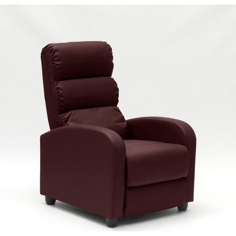 Sillón relax reclinable con reposapiés símil piel Alice - Bordeaux