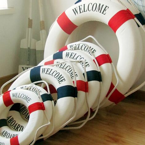 Bouée de sauvetage nautique - Décoration murale pour bateau - Bleu - 35 cm (1/5)