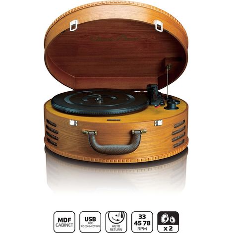 Retro turntable with 2 built in speakers brown (1/5)