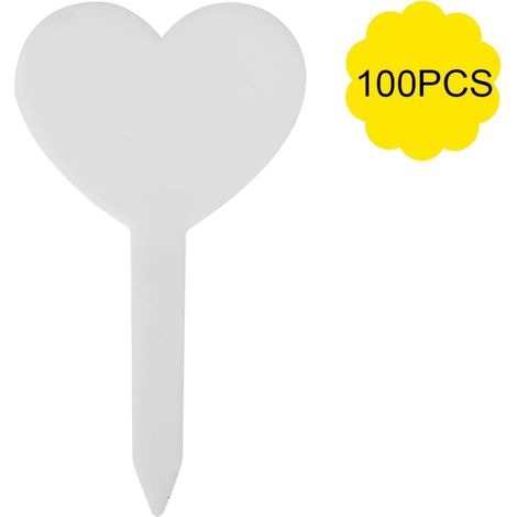 100 pièces Couleurs étiquette de Jardinage en Forme de Coeur étiquette de Plante résistant au Soleil PVC matériel imperméable à l'eau Durable pour Les semis d'arbres fruitiers(Blanc)