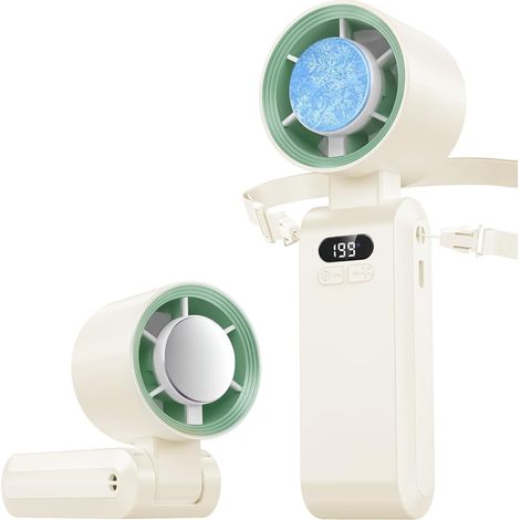 Ventilateur Portable,Ultra Rapide 10m/s,Rechargeable USB 5000mAh,1-199 Vitesses,Affichage LCD,Ventilateur de Poche avec Technologie Turbo pour le bureau, le Extérieur, le Voyage, le chambre à coucher (1/5)
